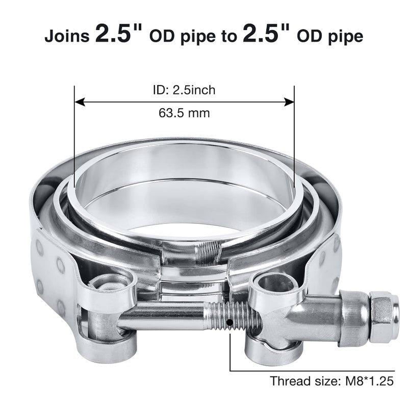 EVIL ENERGY 2.5 Inch V Band Clamp Stainless Steel with Flange Flat Mild Steel - Image 2